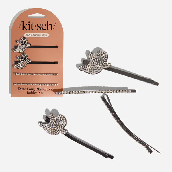 Kit.Sch Ghost XL Metal Rhinestone Bobby Pins 4pc Set
