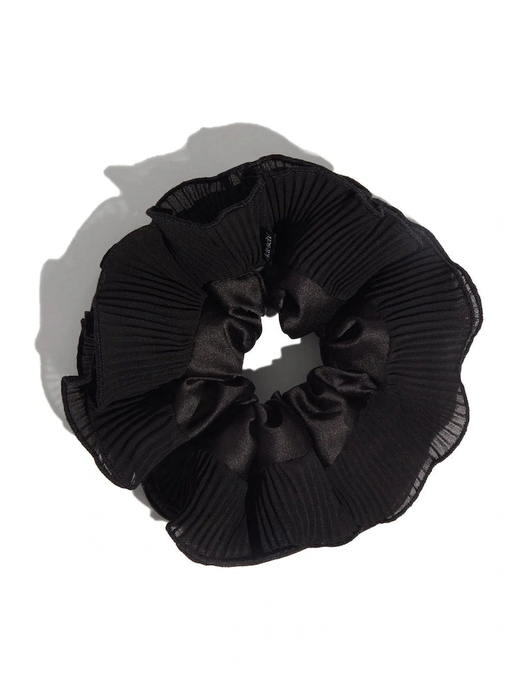 Kit.Sch Halloween Black Pleated Scrunchie