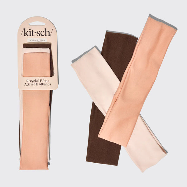 Kit.Sch Recycled Fabric Active Headbands 3pc Set- Rosewood