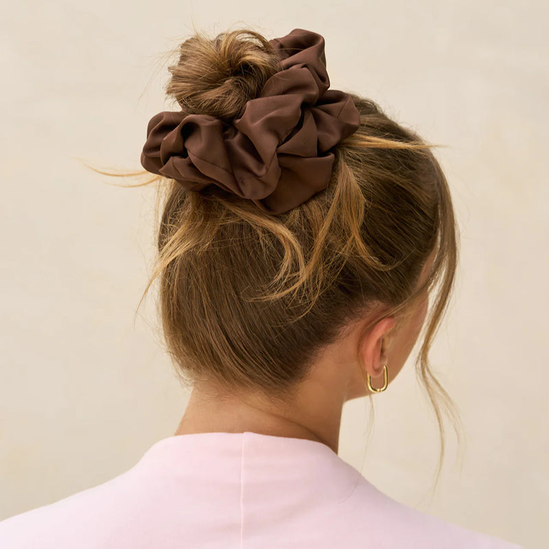 Kit.Sch Recycled Fabric Oversized Scrunchies - Black & Chocolate