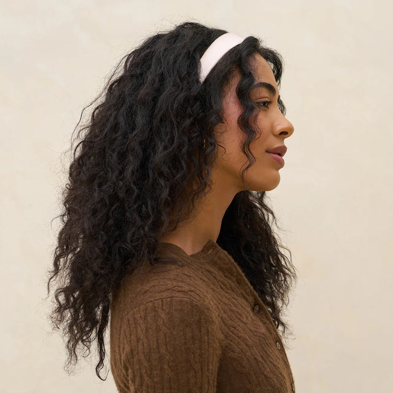 Kit.Sch Recycled Fabric Satin & Velvet Headbands 2pc Set - Cream & Camel