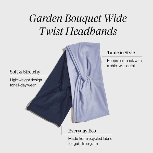 Kit.Sch Recycled Fabric Wide Twist Headbands 2pc Set- Garden Bouquet
