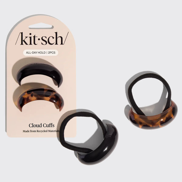 Kit.Sch Recycled Plastic MediumCloud Cuffs - Black & Tort
