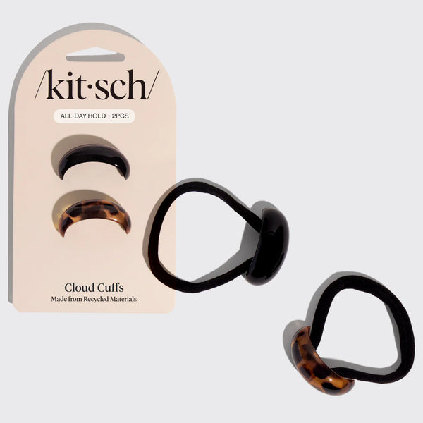 Kit.Sch Recycled Plastic Small Cloud Cuffs - Black & Tort