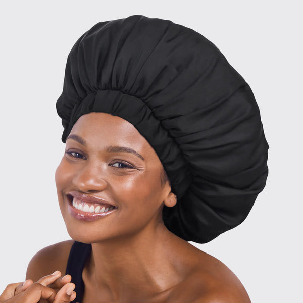 Kit.Sch Satin Sleep XL Adjustable Bonnet - Black