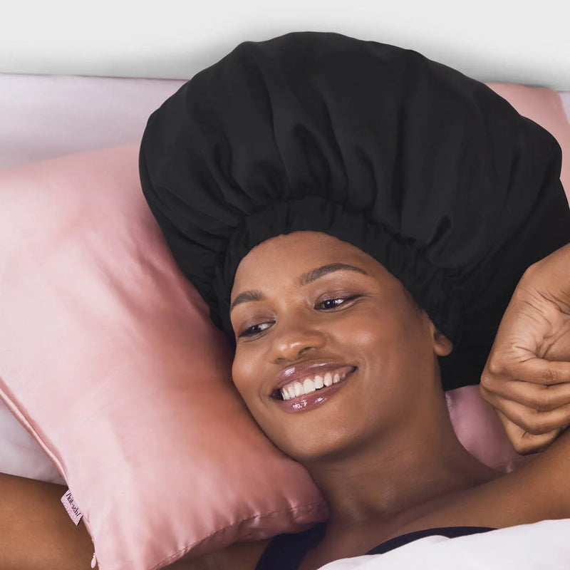 Kit.Sch Satin Sleep XL Adjustable Bonnet - Black