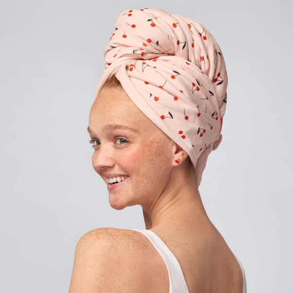 Kit.Sch XL Hair Towel Wrap - Cherry Print