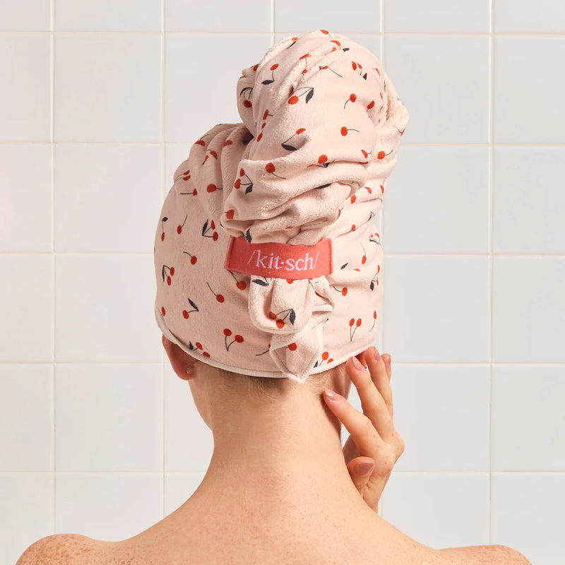 Kit.Sch XL Hair Towel Wrap - Cherry Print