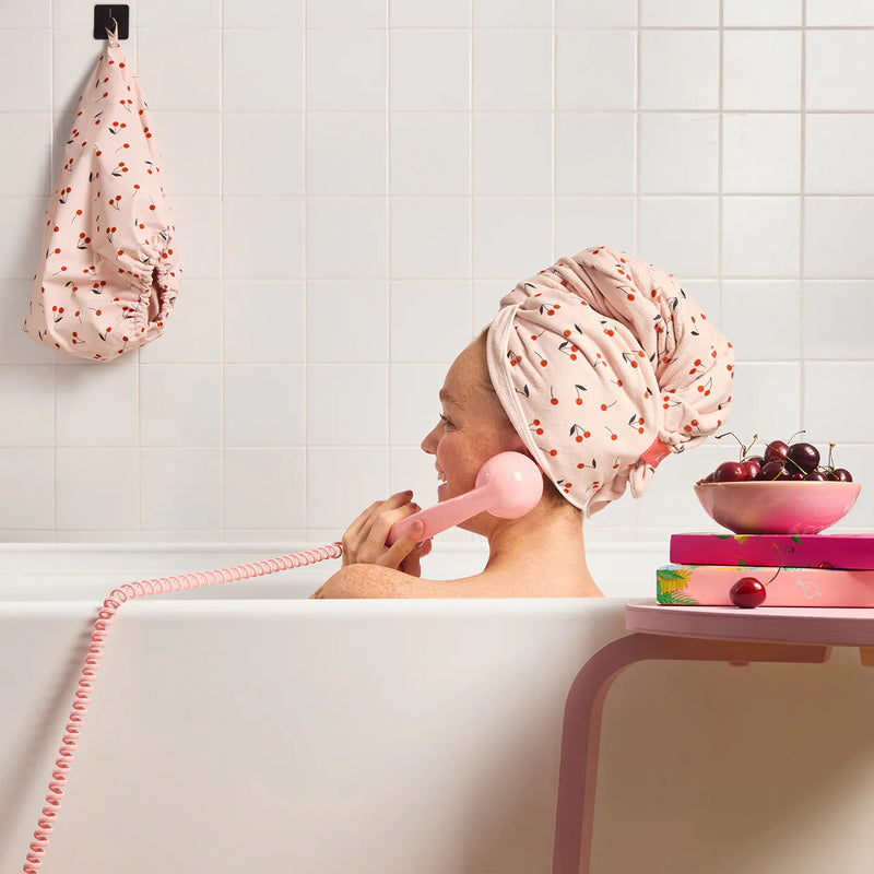 Kit.Sch XL Hair Towel Wrap - Cherry Print