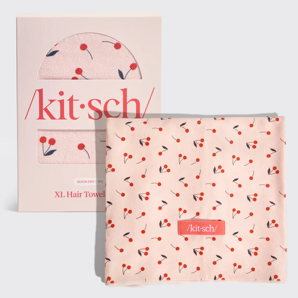 Kit.Sch XL Hair Towel Wrap - Cherry Print