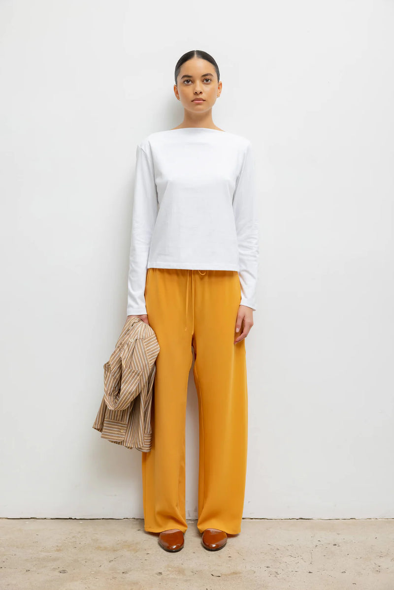 LESET Margo Long Sleeve Boatneck White