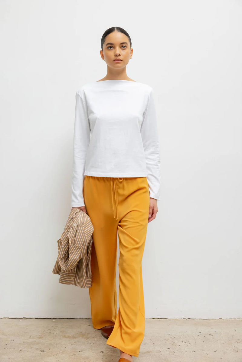 LESET Margo Long Sleeve Boatneck White