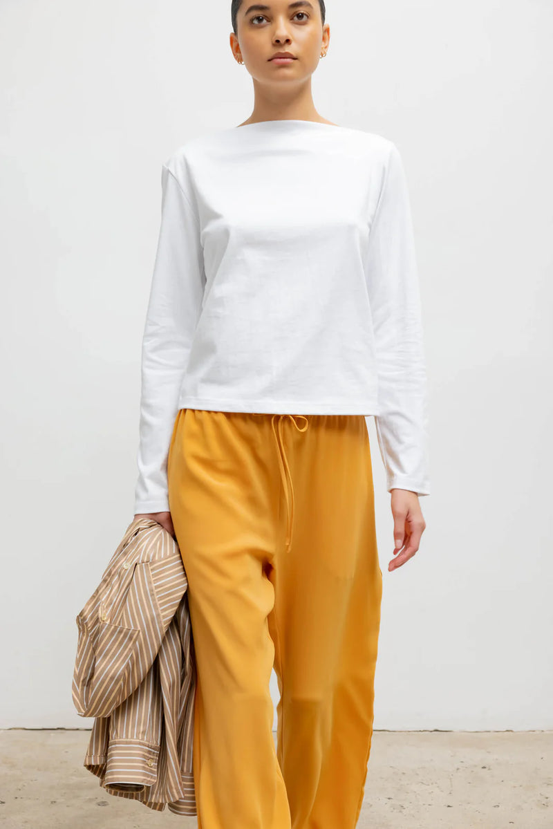 LESET Margo Long Sleeve Boatneck White
