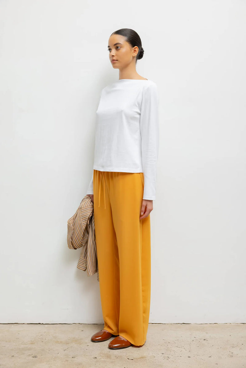 LESET Margo Long Sleeve Boatneck White