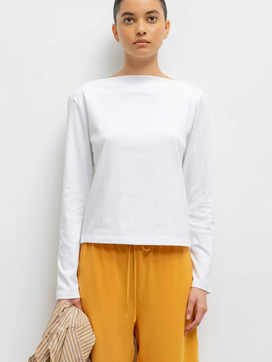 LESET Margo Long Sleeve Boatneck White