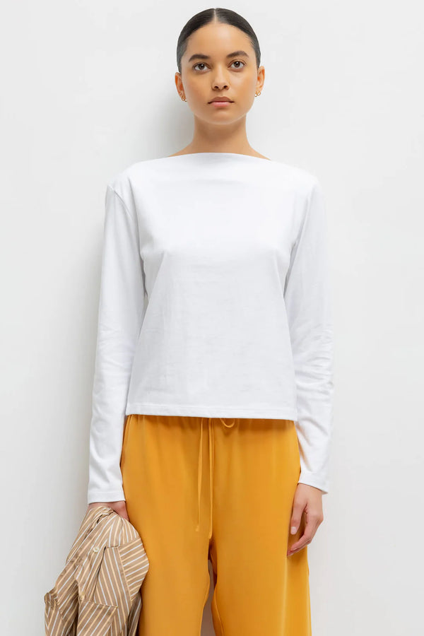 LESET Margo Long Sleeve Boatneck White