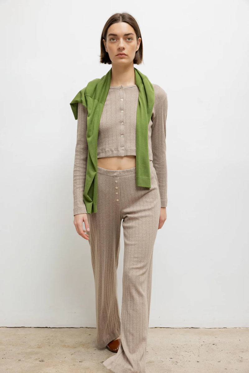 LESET Pointelle Boxer Pant Beige Melange