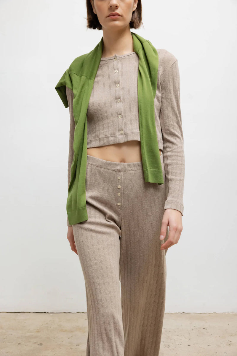 LESET Pointelle Boxer Pant Beige Melange
