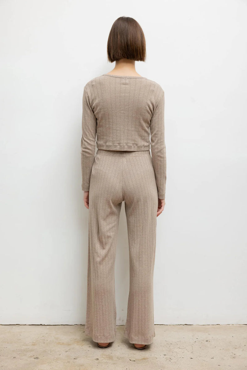 LESET Pointelle Boxer Pant Beige Melange