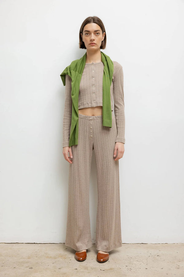 LESET Pointelle Boxer Pant Beige Melange