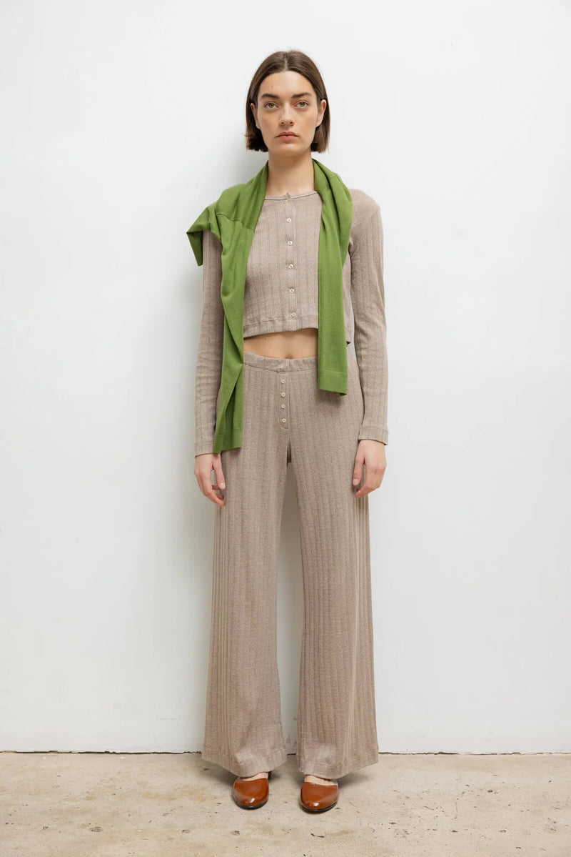 LESET Pointelle Boxer Pant Beige Melange