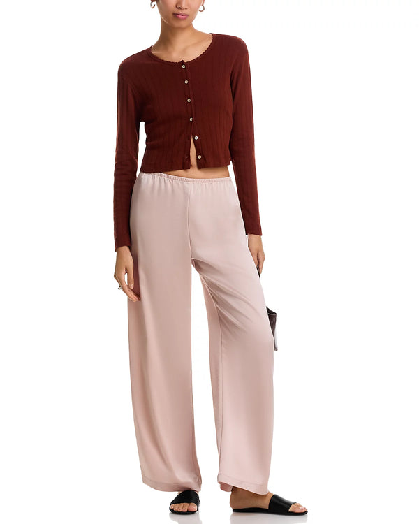 LESET Pointelle Crop Cardigan Cinnamon