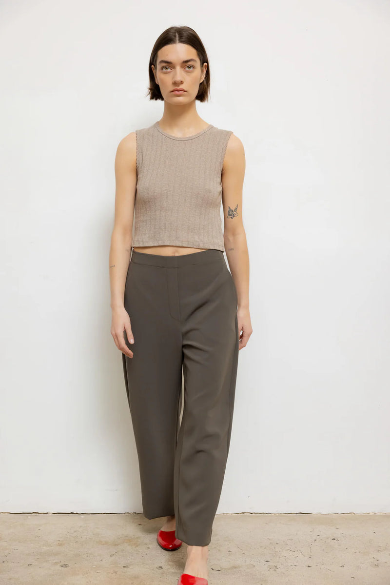 LESET Pointelle Sleeveless Crew Beige Melange