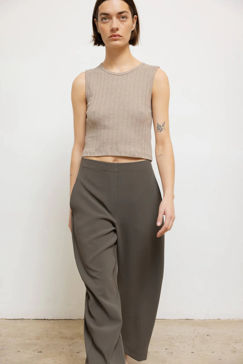 LESET Pointelle Sleeveless Crew Beige Melange