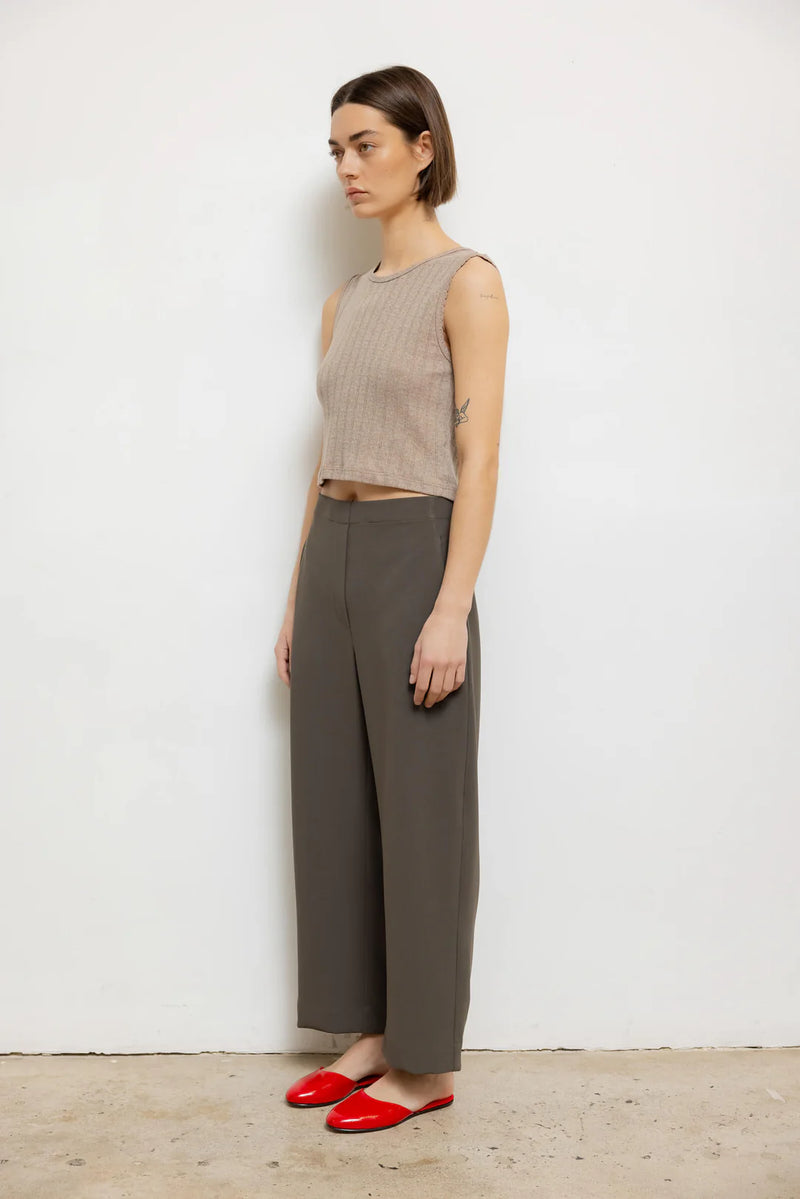 LESET Pointelle Sleeveless Crew Beige Melange