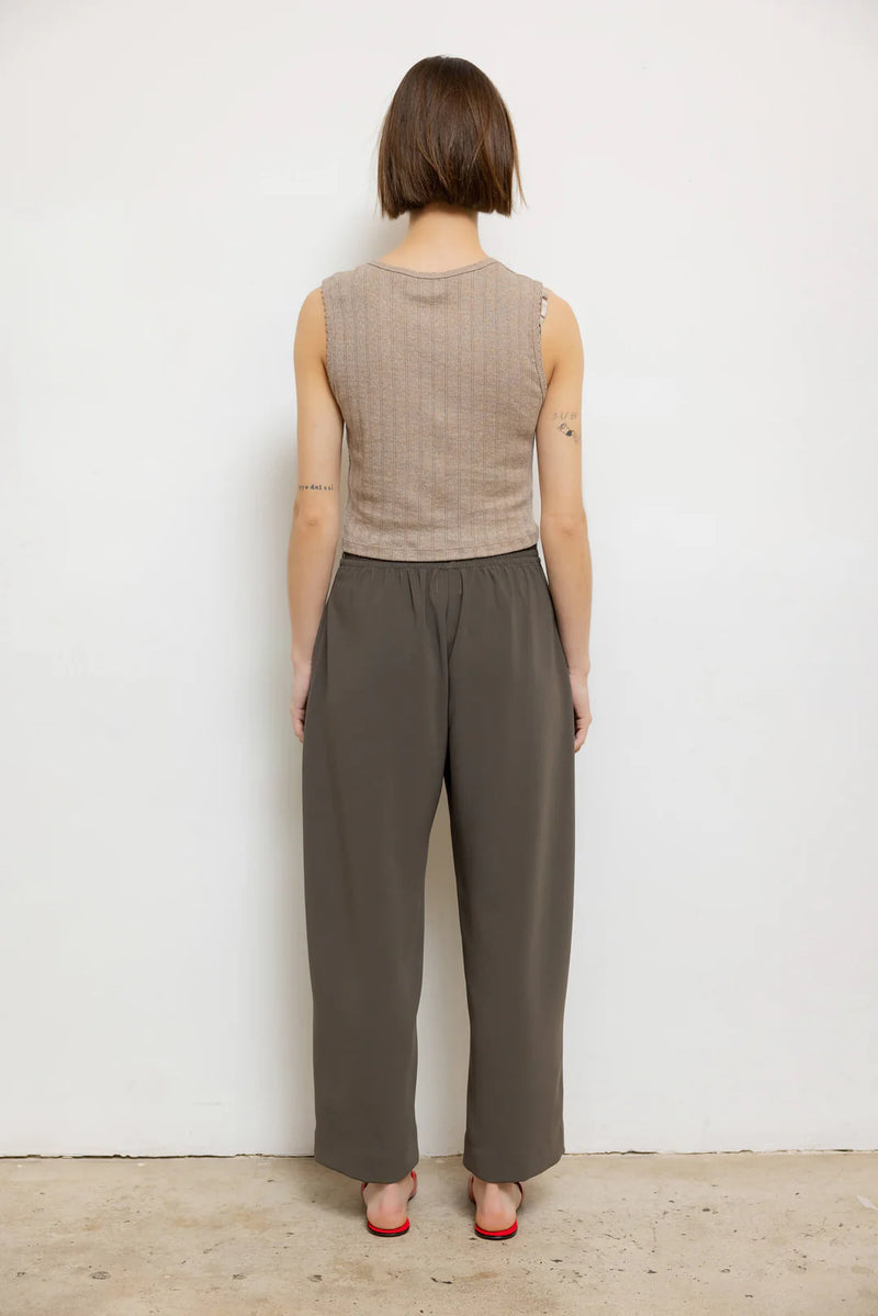 LESET Pointelle Sleeveless Crew Beige Melange