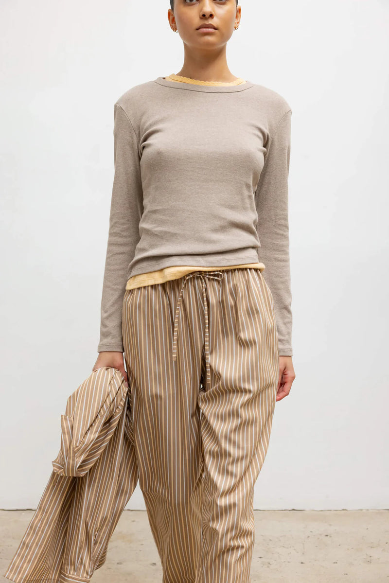 LESET Yoshi Classic Tie Pant Mocha/Brown Stripe