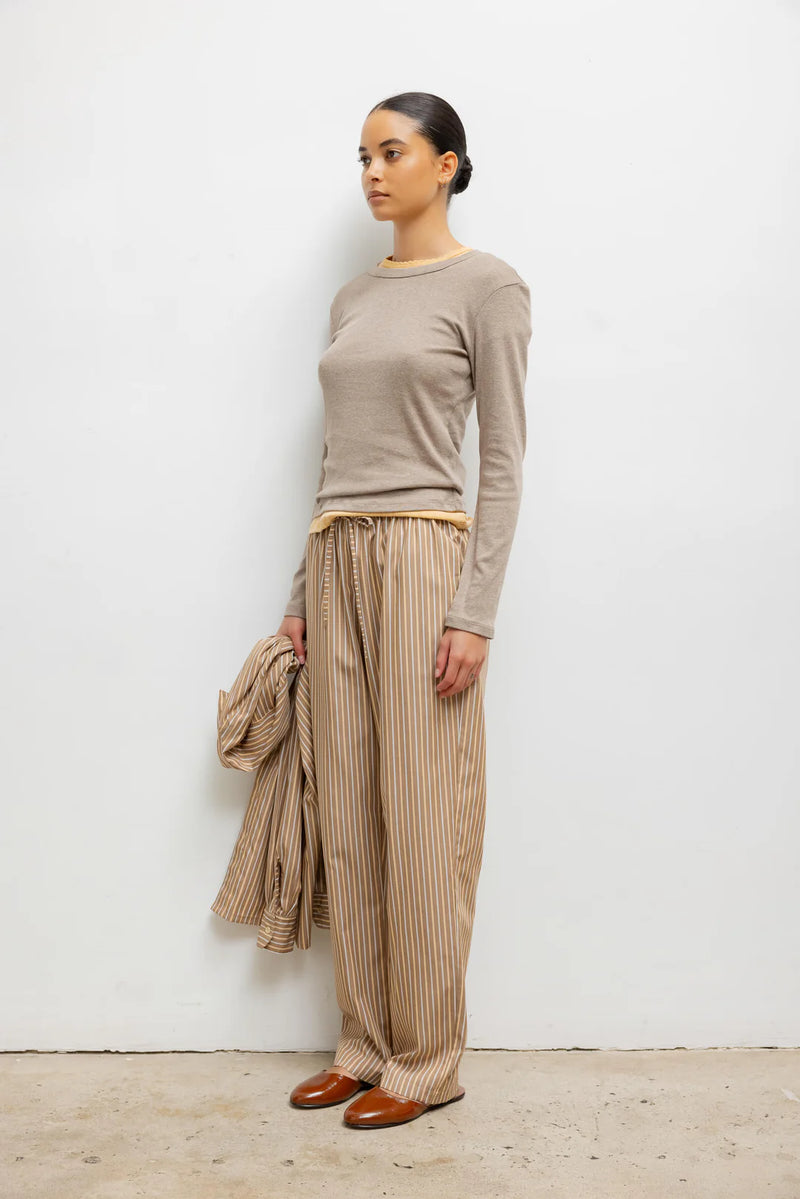 LESET Yoshi Classic Tie Pant Mocha/Brown Stripe
