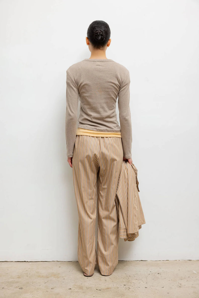 LESET Yoshi Classic Tie Pant Mocha/Brown Stripe