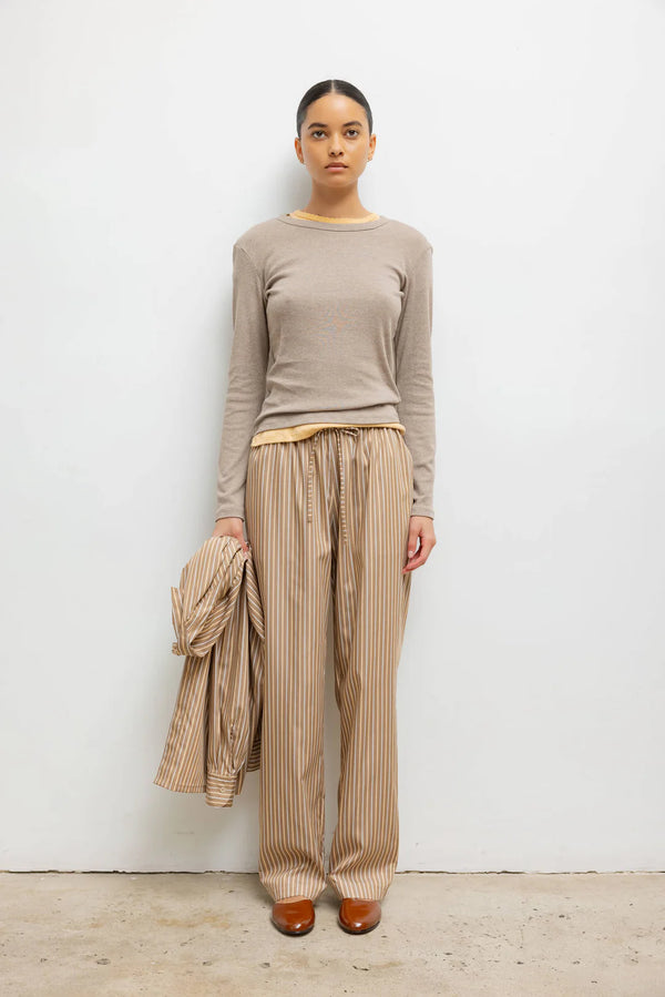 LESET Yoshi Classic Tie Pant Mocha/Brown Stripe
