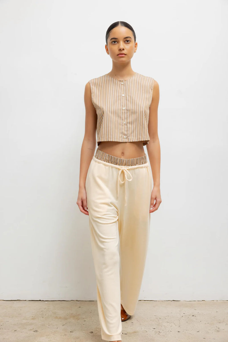LESET Yoshi Crewneck Vest Mocha/Brown Stripe