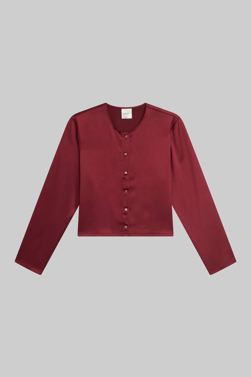 Leset Barb Crew Cardigan Bordeaux