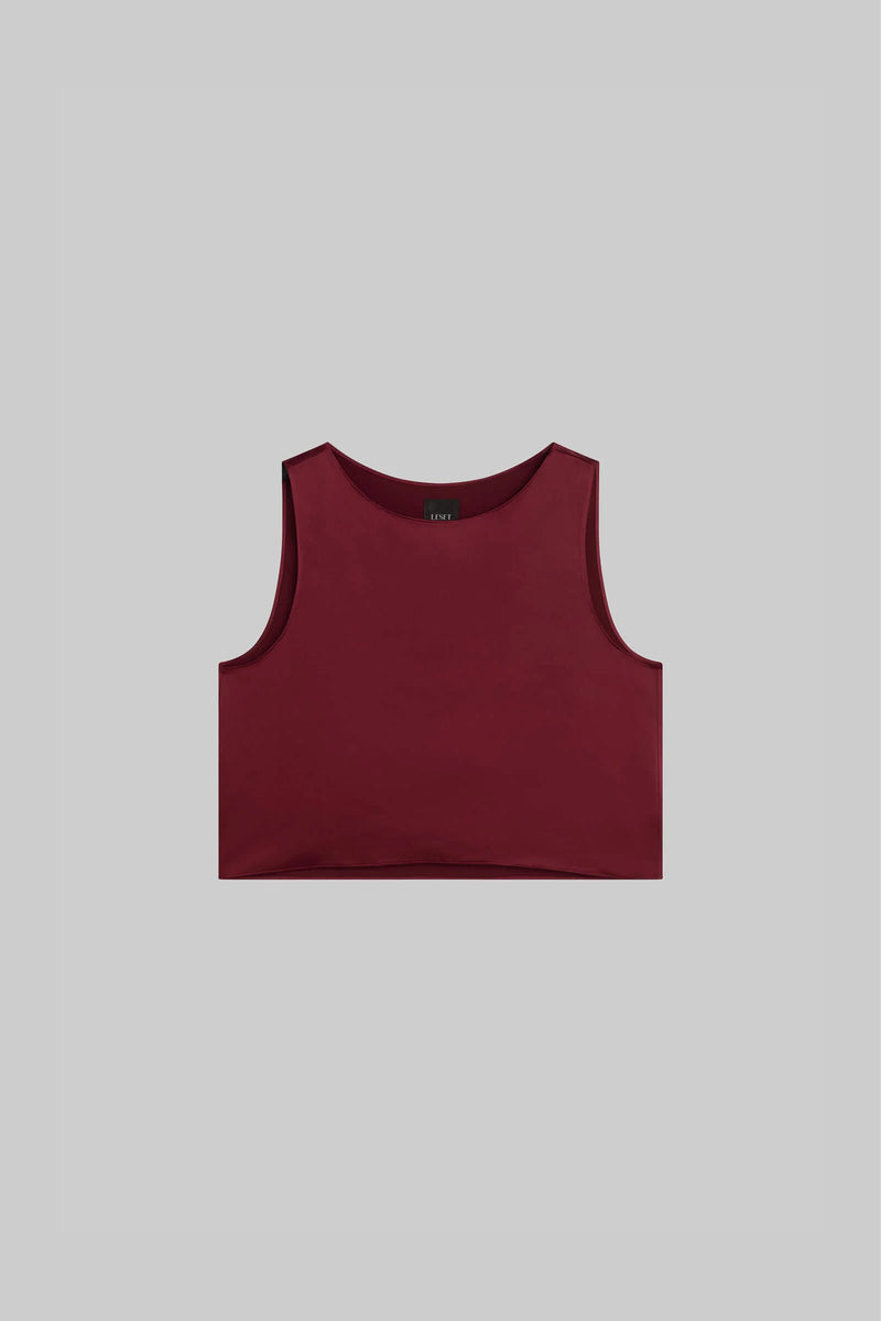 Leset Barb Crop Sleeveless Crew Bordeaux