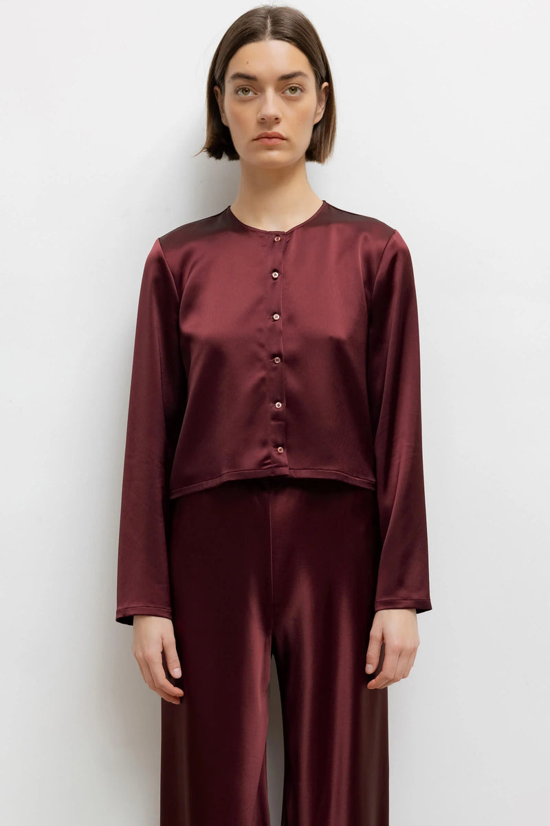 Leset Barb Crew Cardigan Bordeaux