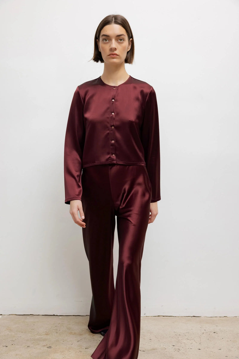 Leset Barb Crew Cardigan Bordeaux