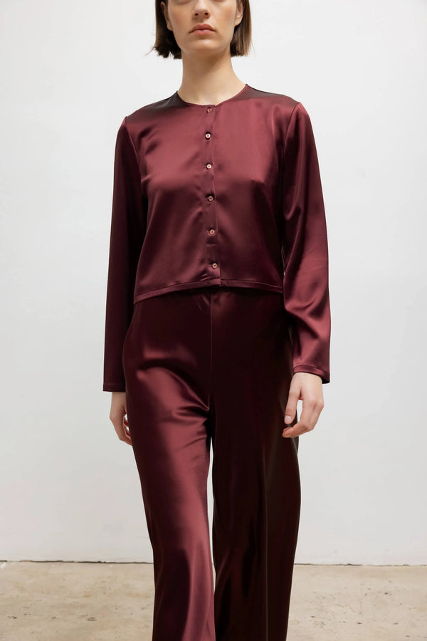 Leset Barb Crew Cardigan Bordeaux