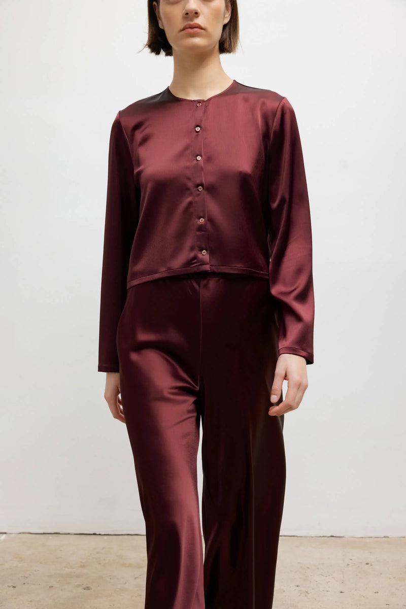 Leset Barb Crew Cardigan Bordeaux