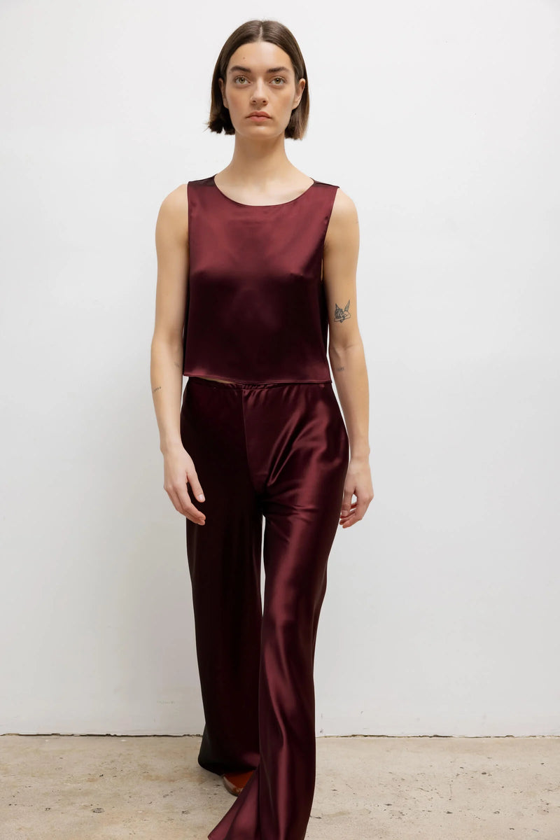 Leset Barb Crop Sleeveless Crew Bordeaux