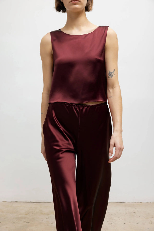 Leset Barb Crop Sleeveless Crew Bordeaux