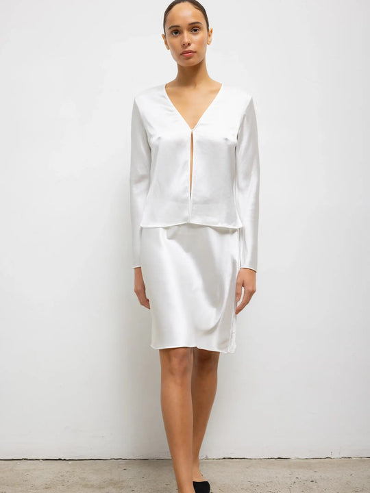 Leset Barb Button Long Sleeve Top - Optic White