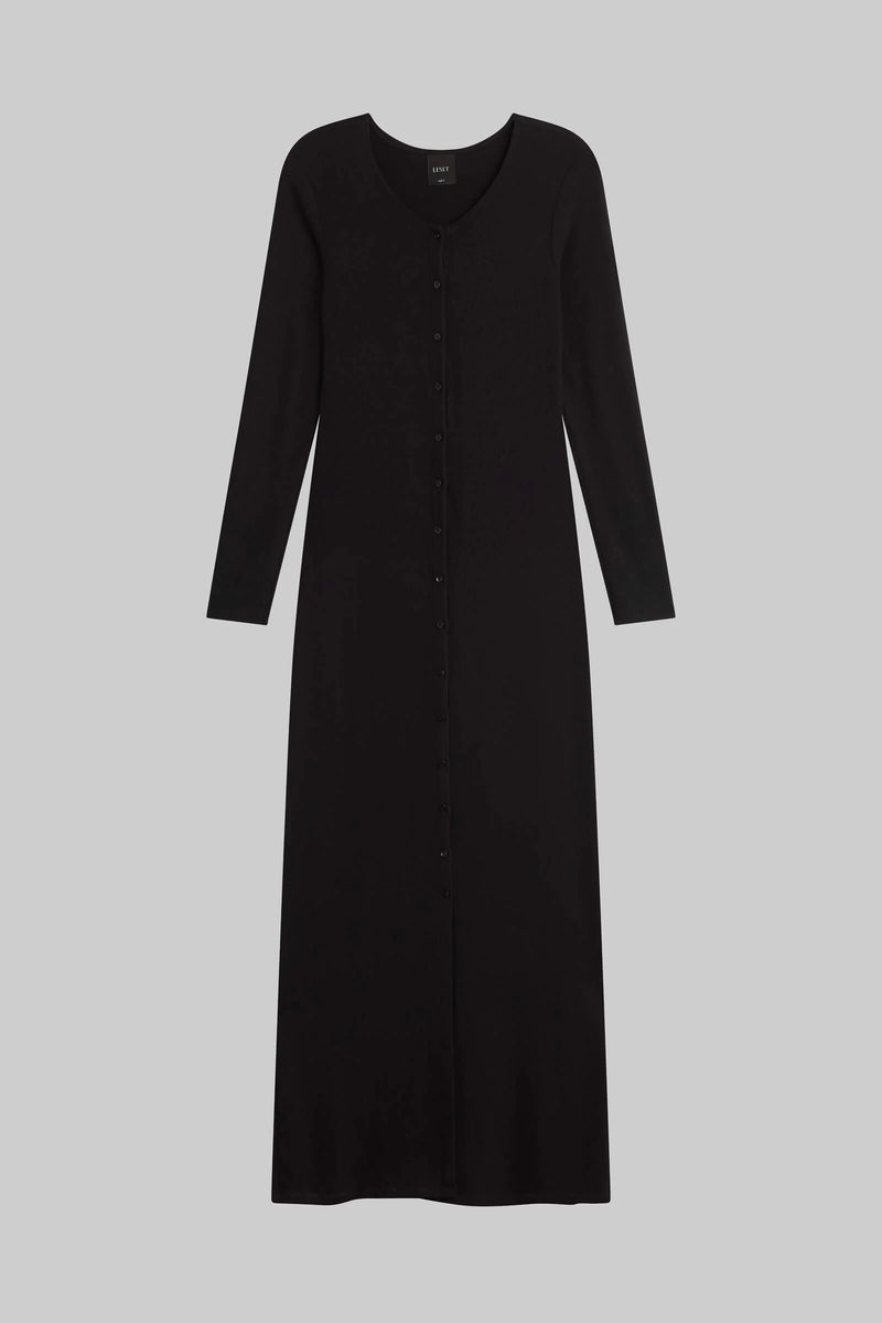Leset Lauren Long Sleeve Cardigan Dress Black