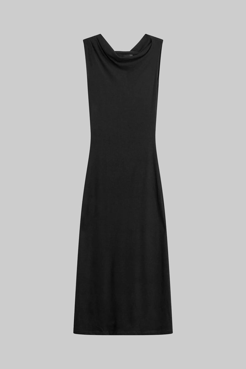 Leset Lauren Ruched Asymmetrical Shoulder Dress Black