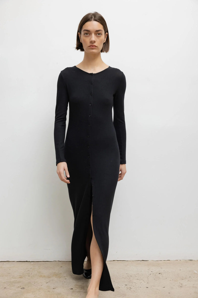 Leset Lauren Long Sleeve Cardigan Dress Black