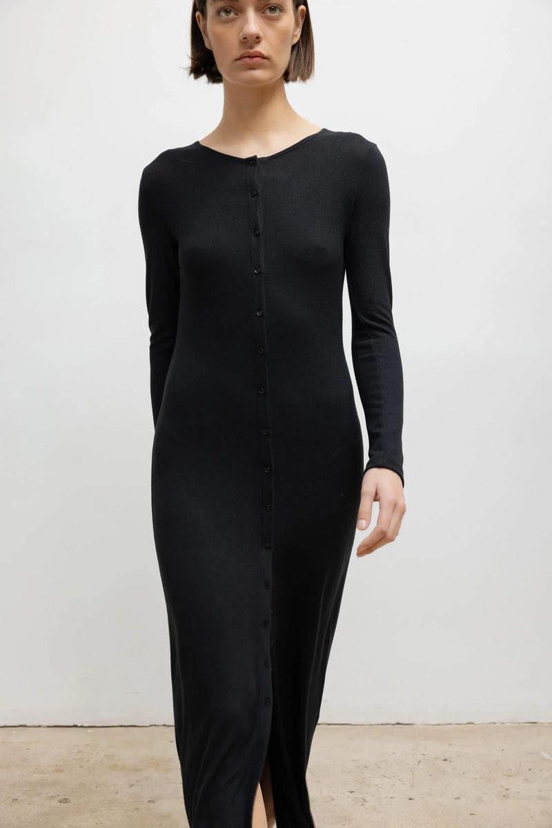 Leset Lauren Long Sleeve Cardigan Dress Black
