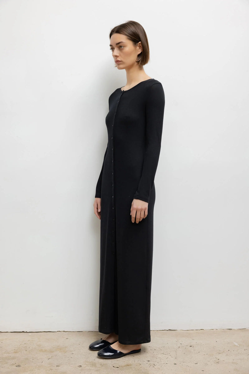 Leset Lauren Long Sleeve Cardigan Dress Black