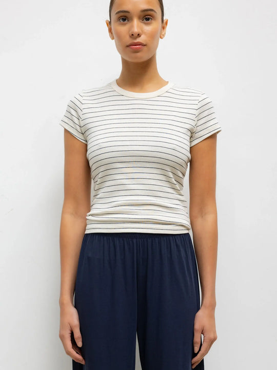 Leset Nando Slim Fit Tee - Natural & Midnight Stripe